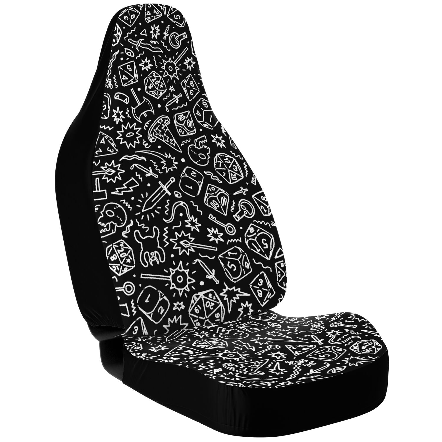 Dungeon Cruisin' | Black & White | Car Seat Cover - Car Seat Cover - AOP - Ace of Gnomes - SBCSC-543392-Standard