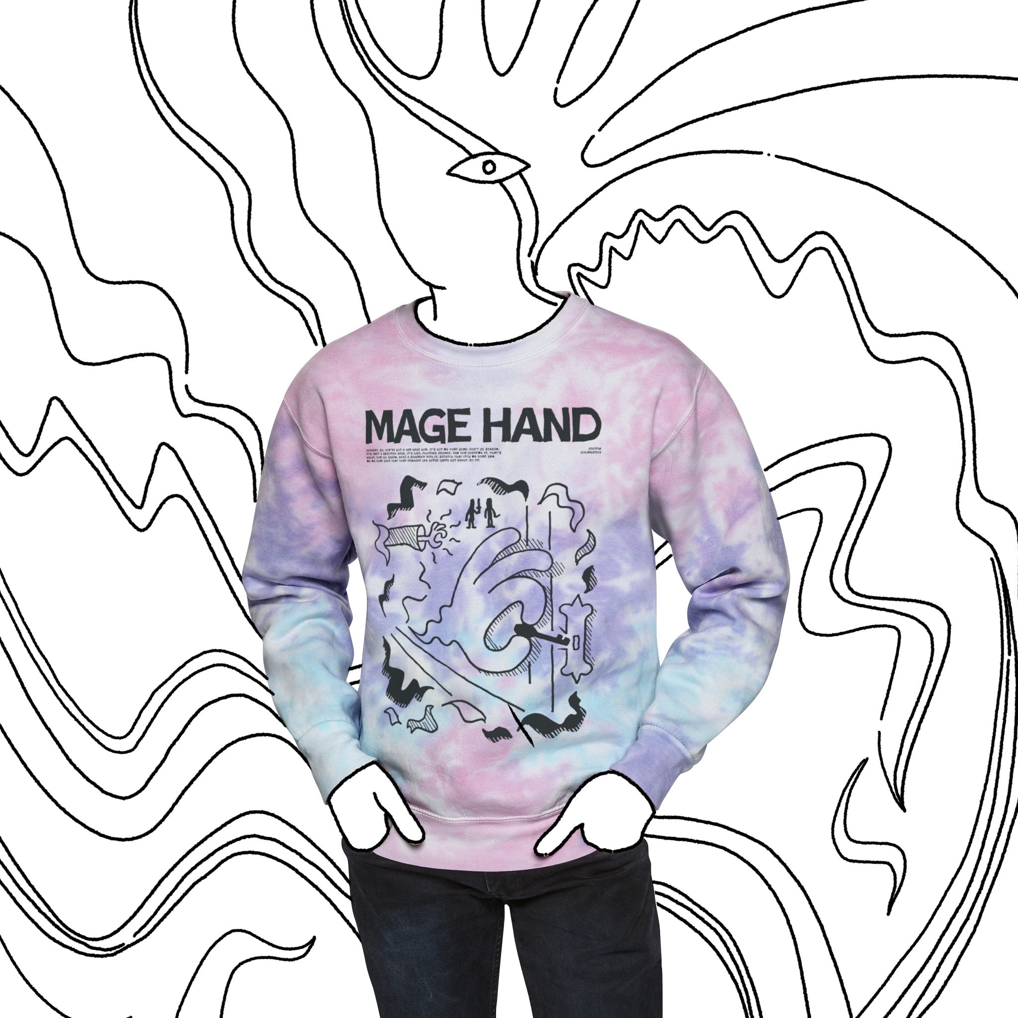 Mage Hand | Tie-Dye Sweatshirt - Sweatshirt - Ace of Gnomes - 26871935031720743345