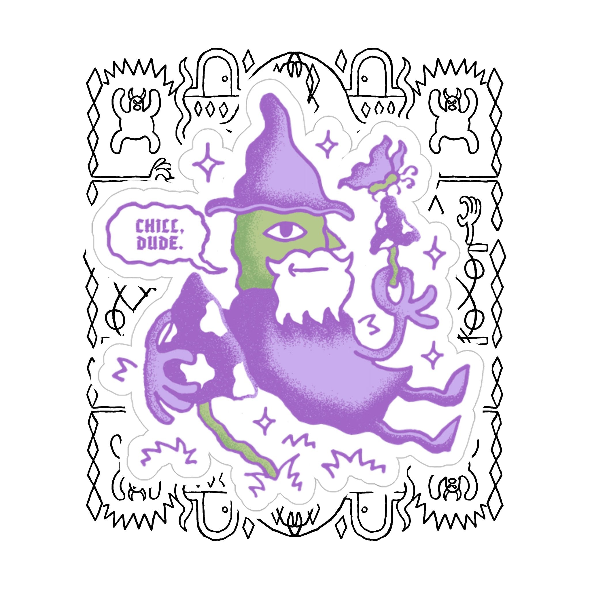 Chill, Dude | Kiss-Cut Sticker - Paper products - Ace of Gnomes - 37938080854554033617