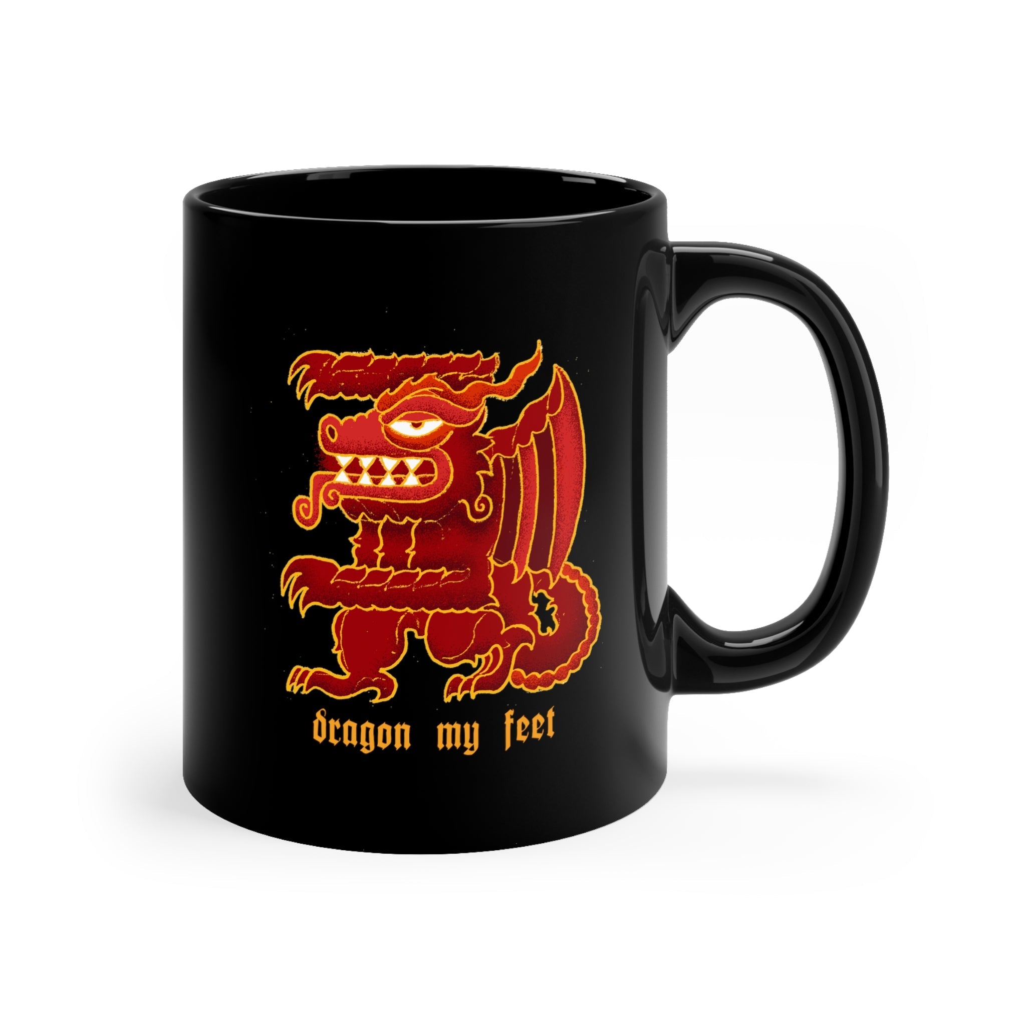Dragon My Feet | 11oz Black Mug - Mug - Ace of Gnomes - 31782491427003716076