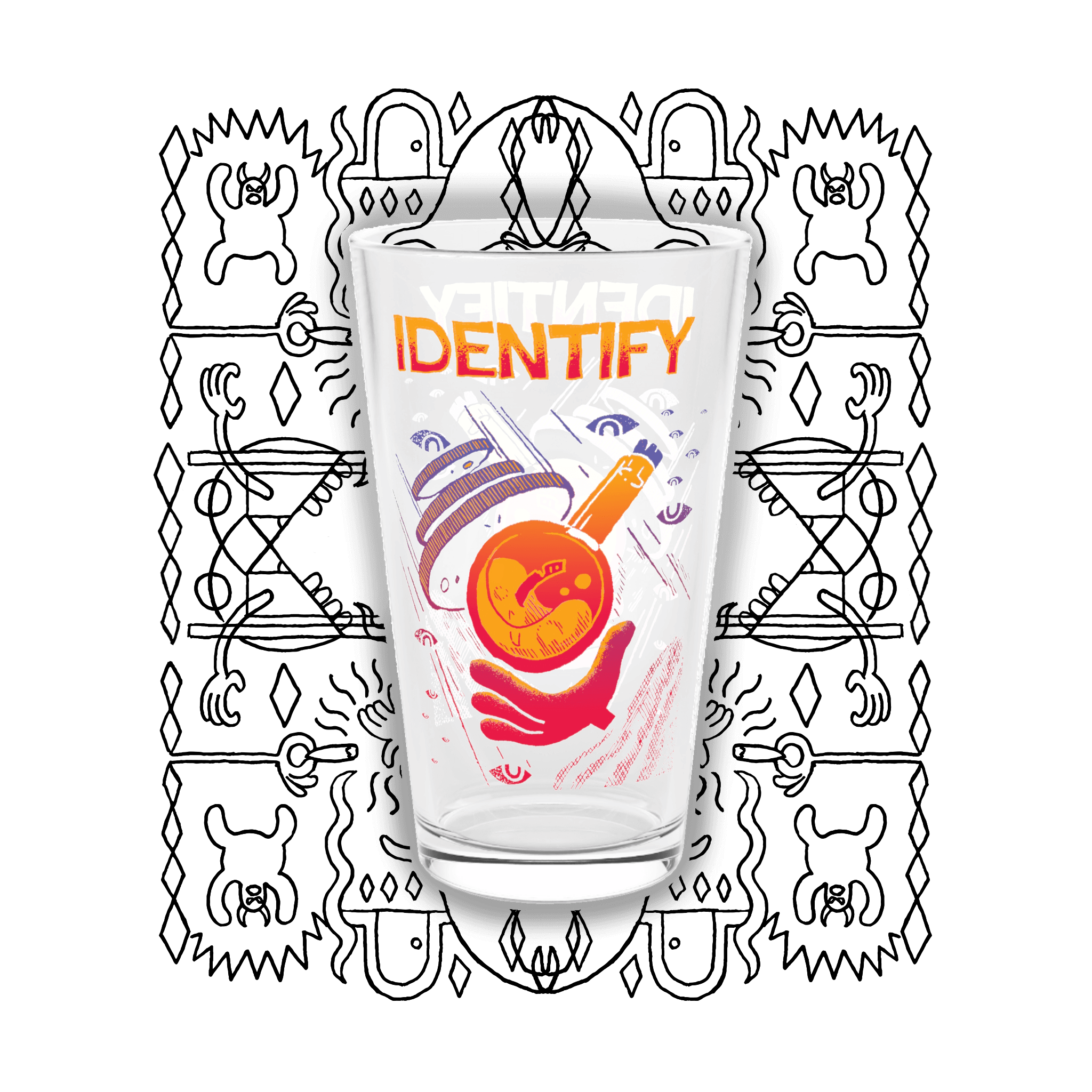 Identify | Pint Glass, 16oz - Drinkware Sets - Ace of Gnomes - 22675162736561258531