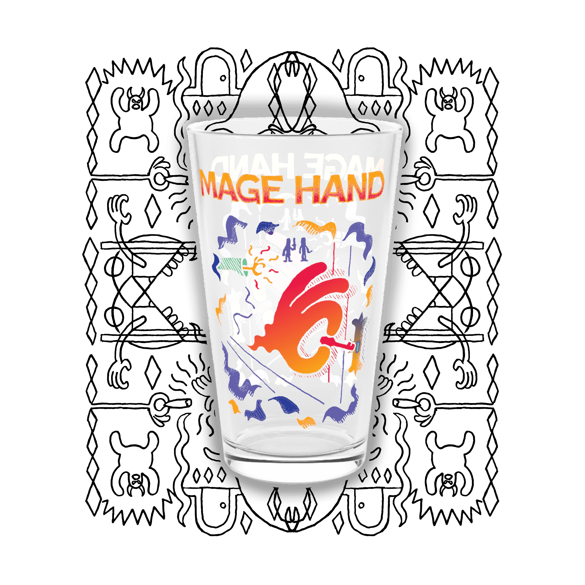 Mage Hand | Pint Glass, 16oz - Drinkware Sets - Ace of Gnomes - 32372228956069738547