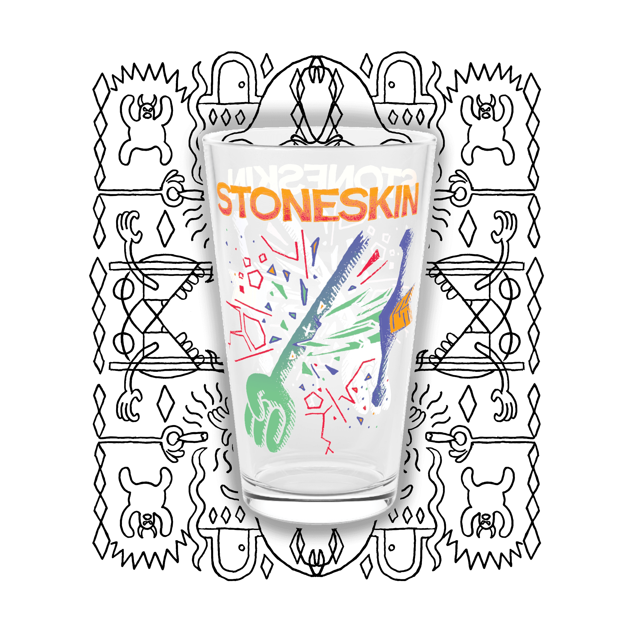 Stoneskin | Pint Glass, 16oz - Drinkware Sets - Ace of Gnomes - 22144089881573813752