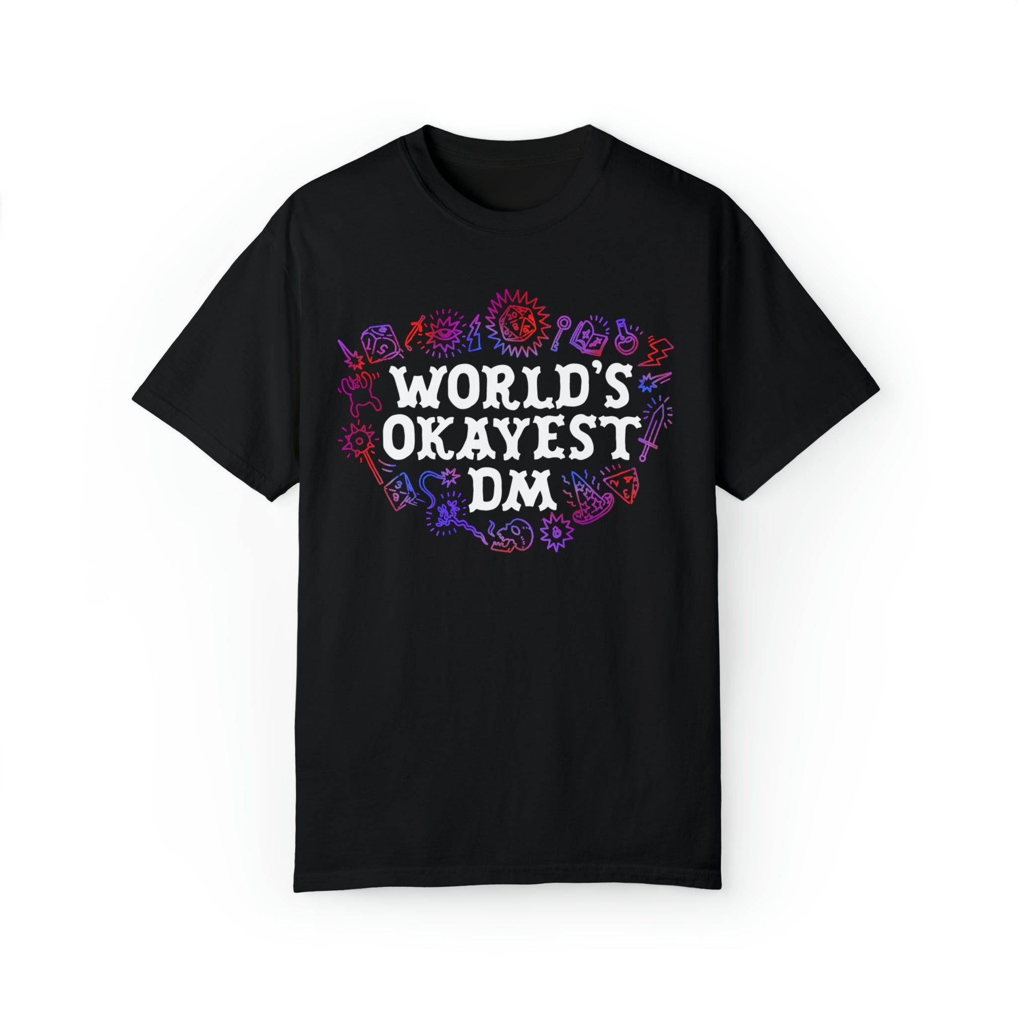 World's Okayest DM | Multi | Comfort Colors Premium T-shirt - T-Shirt - Ace of Gnomes - 19663999059360200351