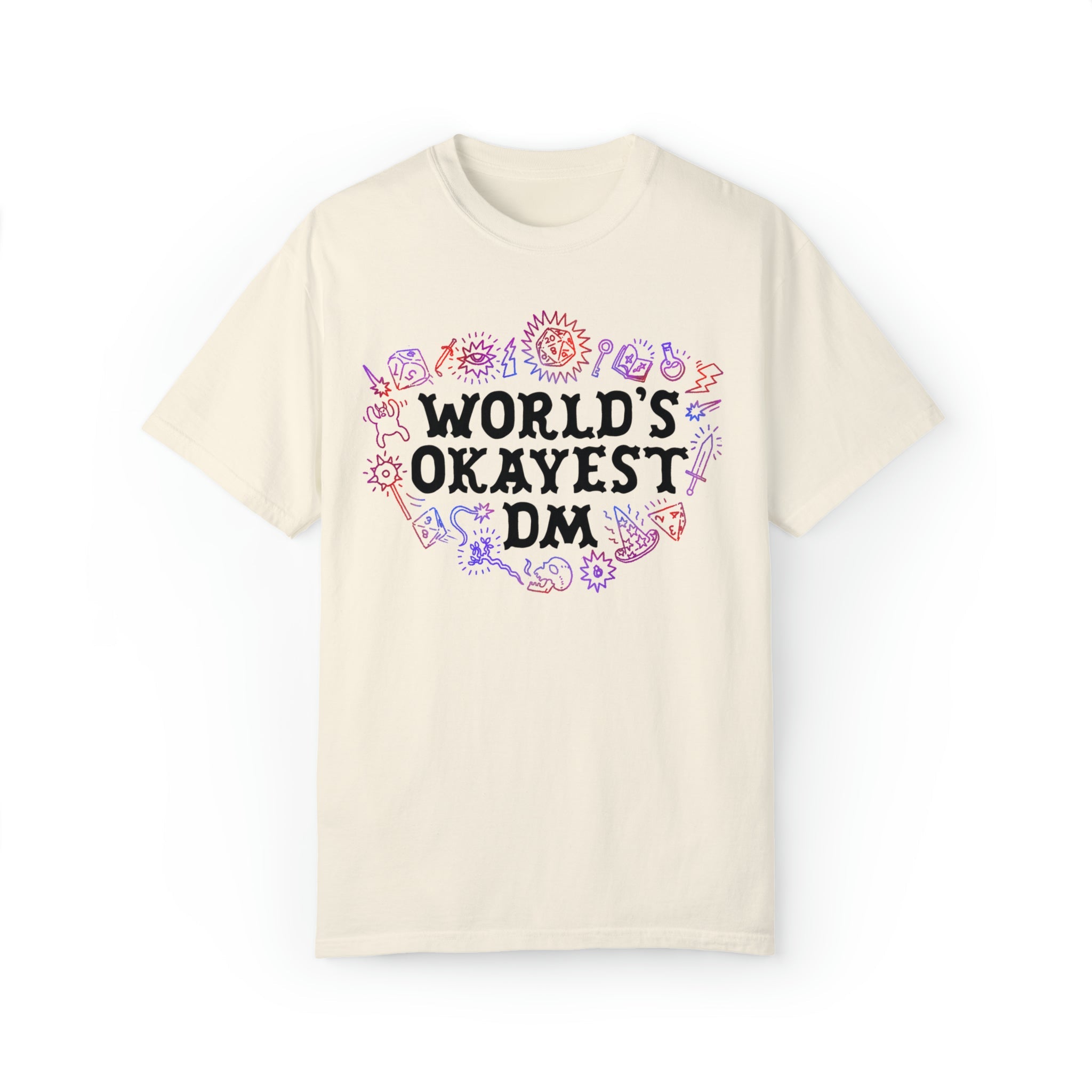 World's Okayest DM | Multi | Comfort Colors Premium T-shirt - T-Shirt - Ace of Gnomes - 15407081023342201328