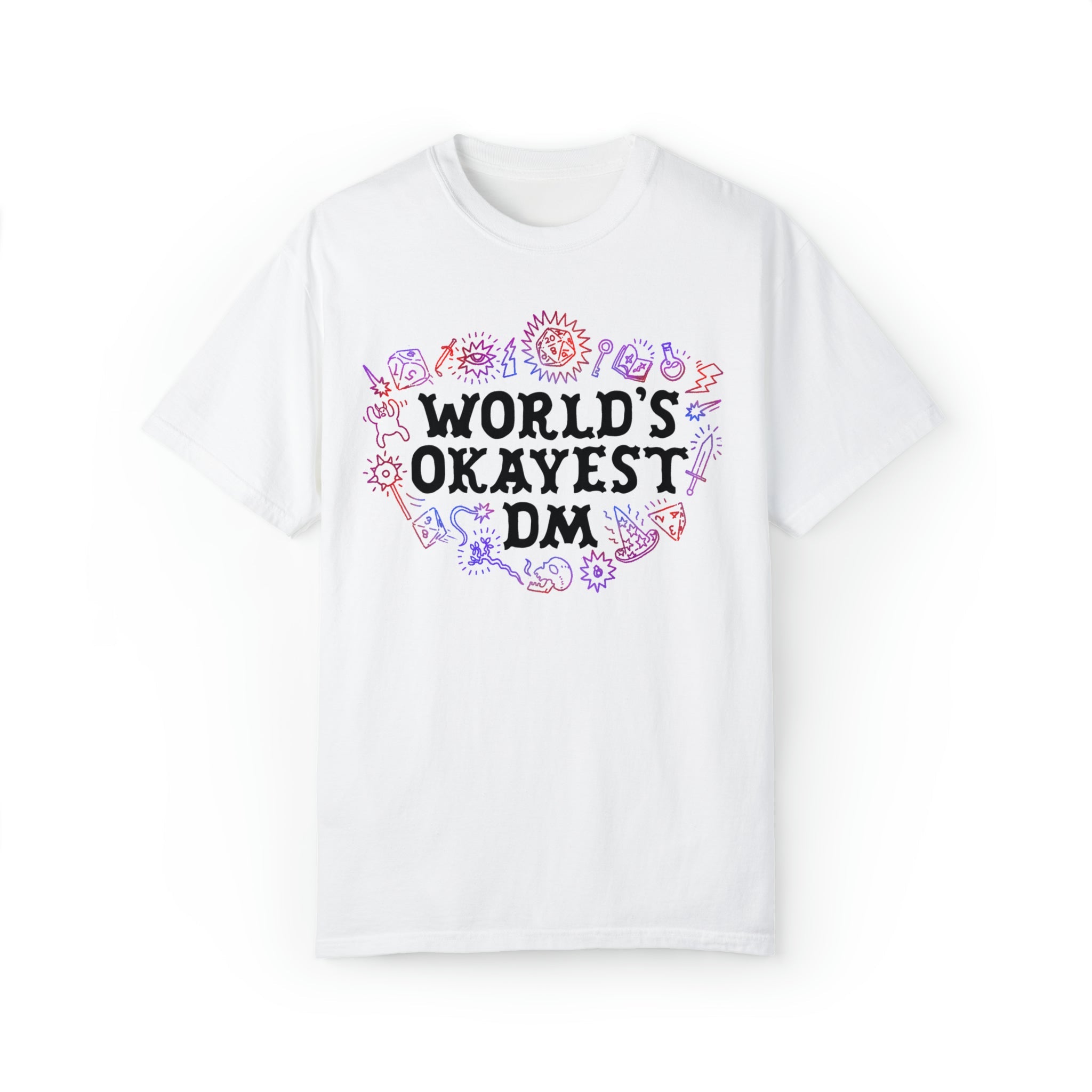 World's Okayest DM | Multi | Comfort Colors Premium T-shirt - T-Shirt - Ace of Gnomes - 31618397497579895653