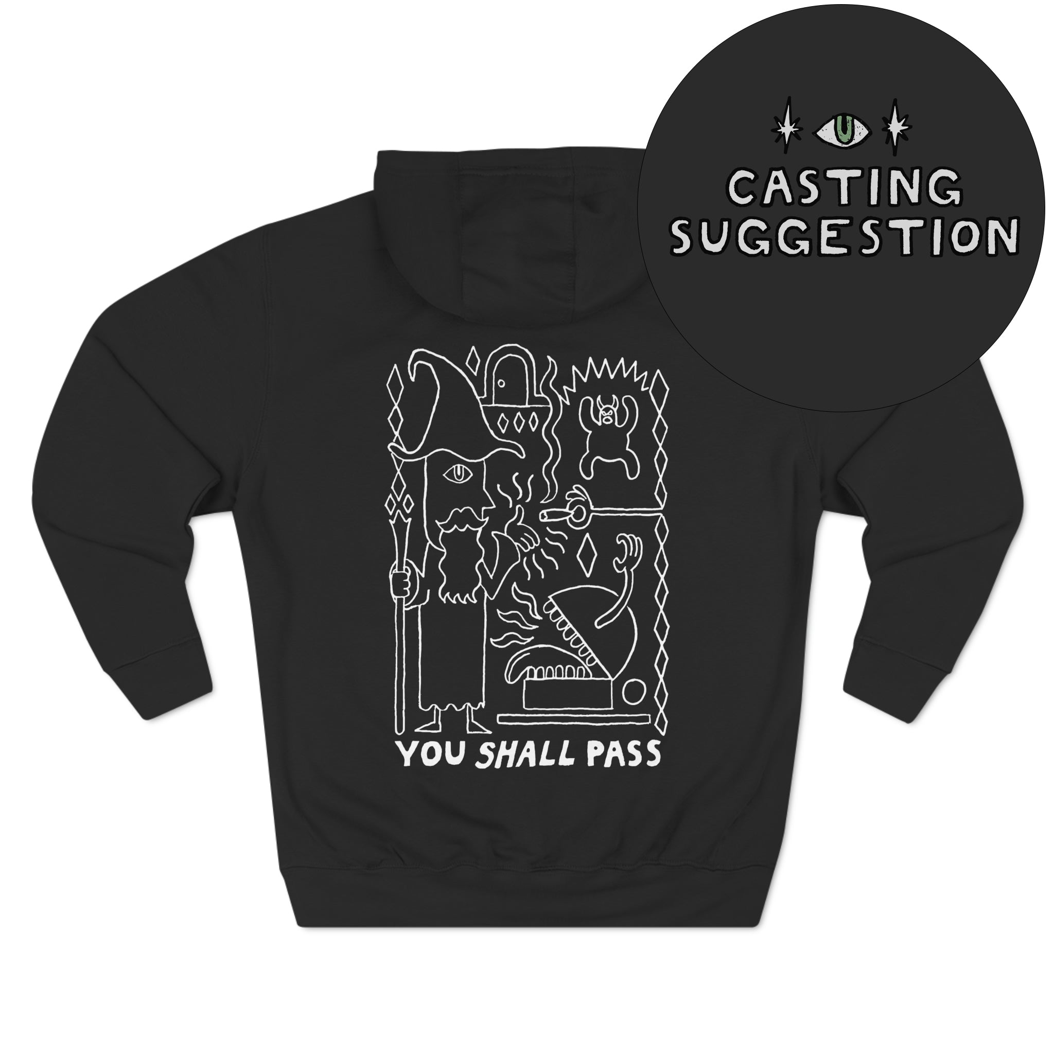 You Shall Pass | Linework | Premium Pullover Hoodie - Hoodie - Ace of Gnomes - 24235361777367074553